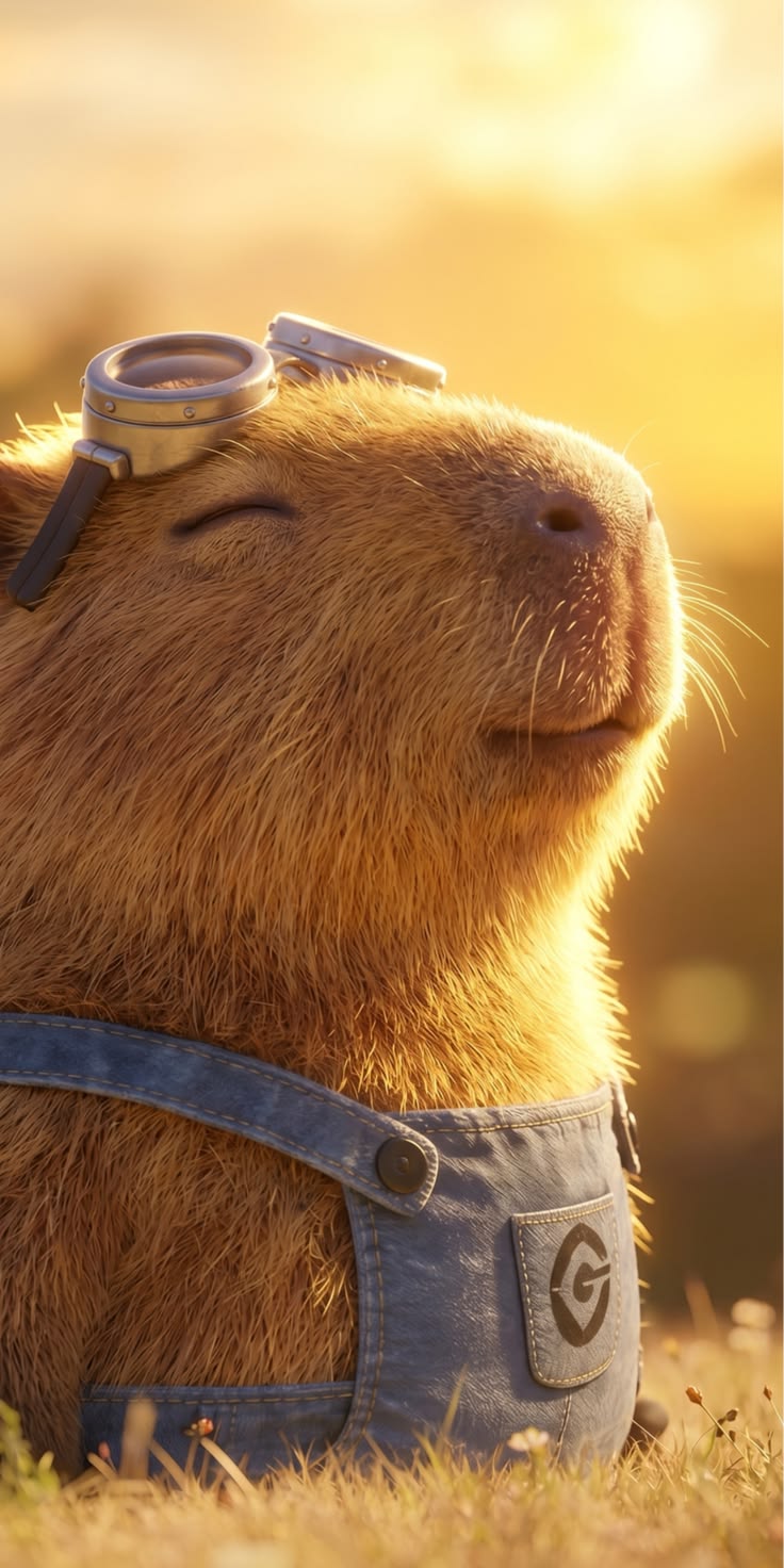 Orange Capy mascot — a relaxed capybara enjoying the sunset, stress-free finances